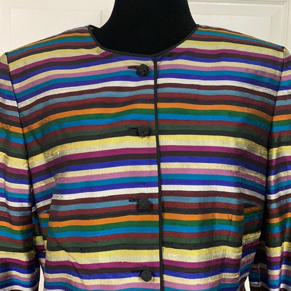 Maggie London silk stripe jacket - size Medium - Picture 4 of 9